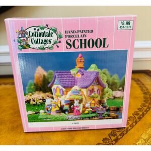 Cottontale Cottages Easter Village Bunny House School Whimsical Schoolhouse VTG